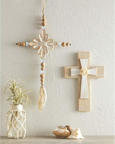العلامات التجارية الإبداعية Faithworks-صليب حائط خشبي، 30.48 سم، زهرة in Kuwait