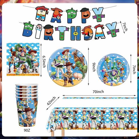 60PCS Toy Birthday Party Supplies - Disposable Story Paper Cake Plates Napkins and Cups Party Decorations for Boys Girl Birthday Decor, Serves 20 Guests in Kuwait