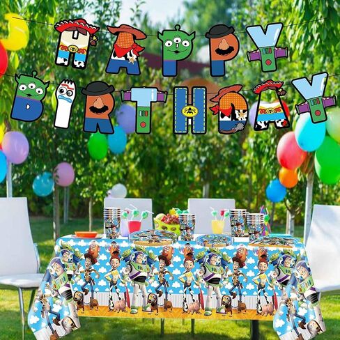 60PCS Toy Birthday Party Supplies - Disposable Story Paper Cake Plates Napkins and Cups Party Decorations for Boys Girl Birthday Decor, Serves 20 Guests in Kuwait