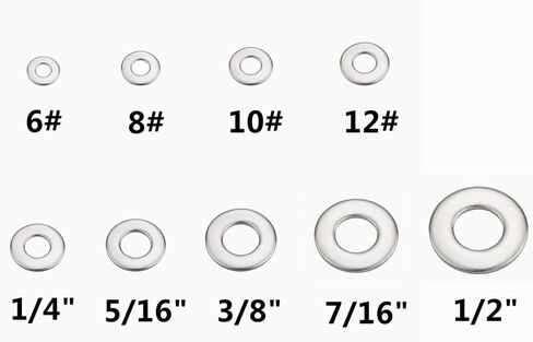 320 قطعة 9 مقاسات SAE 304 غسالات مسطحة من الفولاذ المقاوم للصدأ - 1/2 7/16 3/8 5/16 1/4 12# 10# 8# 6# مجموعة متنوعة من حشيات الأجهزة in Kuwait