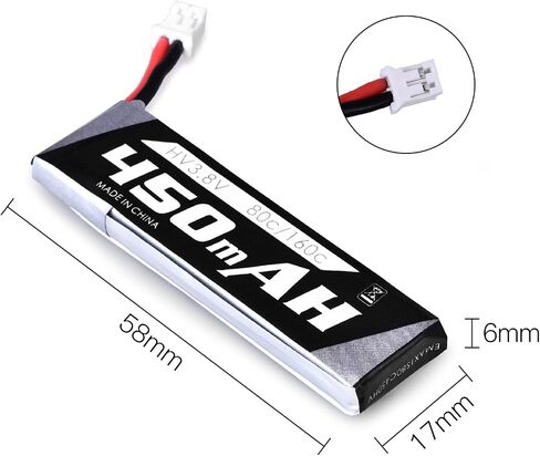 RunCam Emax Tinyhawk 2/3 Batteries 450mAh 1S OEM Lipo Battery 3.8V with JST-PH 2.0 Connector for Tinyhawk 2/3 Freestyle Tinyhawk/S EZ Pilot Mobula Micro FPV Drone(4 Packs) in Saudi Arabia