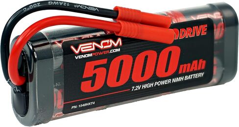 سلسلة Venom Drive 6S - بطارية NiMH بقدرة 5000 مللي أمبير في الساعة 7.2 فولت - قابس عالمي 2.0، 6 خلايا من النيكل ميتال هيدريد - موصل سيليكون ومتوافق مع تراكساس، دينز، HXT، 2WD، 4WD، الشاحنات والعربات in Kuwait