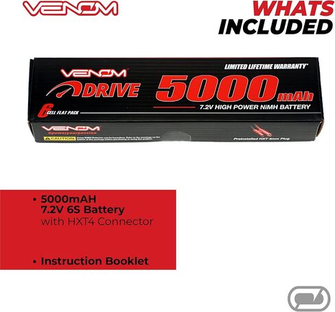 سلسلة Venom Drive 6S - بطارية NiMH بقدرة 5000 مللي أمبير في الساعة 7.2 فولت - قابس عالمي 2.0، 6 خلايا من النيكل ميتال هيدريد - موصل سيليكون ومتوافق مع تراكساس، دينز، HXT، 2WD، 4WD، الشاحنات والعربات in Kuwait