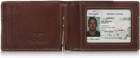 محفظة Tony Perotti من الجلد الإيطالي الرفيع بمشبك نقود - محفظة RFID ثنائية الطي رفيعة للغاية للرجال مع فتحات لبطاقة الائتمان، نافذة لبطاقة الهوية - محببة بالكامل مدبوغة صديقة للبيئة - صنع في إيطاليا in Kuwait