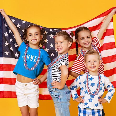 Batiyeer 500 جهاز كمبيوتر شخصى الرابع من يوليو الخرز قلادة السائبة قلادة حزب يوم الاستقلال الأحمر الأزرق الفضة الوطنية ماردي غرا الخرز نجمة الخرزة القلائد ل4 يوليو يوم الاستقلال العرض الوطني in Kuwait