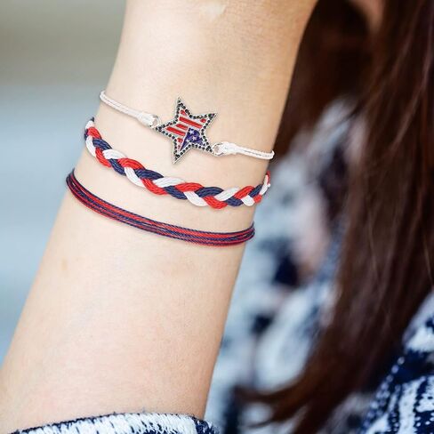 Junkin 4 Sets 4th of July Bracelets Independence Day Party Favors Red White Blue Bracelets Bit Charm Handmade String Bangle Patriotic Jewelry Party Supplies Gifts for Teen Christmas Gift New Year 2024 in Saudi Arabia