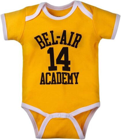 PDTXCLS TANGDIAABBCC Newborn Baby Boy Smith #14 Bel Air Academy Retro Basketball Girl Bodysuits Onesie Yellow (0-6 Months) in Saudi Arabia