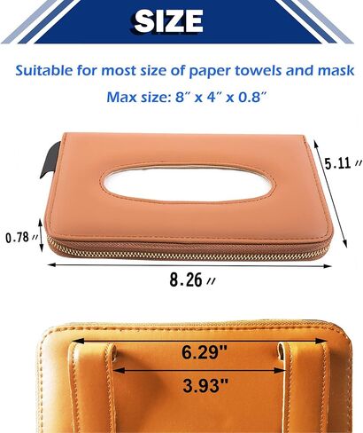 حامل مناديل السيارة، حامل مناديل واقي من الشمس، حامل قناع السيارة، حامل علبة مناديل للسيارة، صندوق مناديل تلقائي، حقيبة محفظة مناديل المقعد الخلفي، حامل صندوق مناديل جلد صناعي (رمادي) in Kuwait