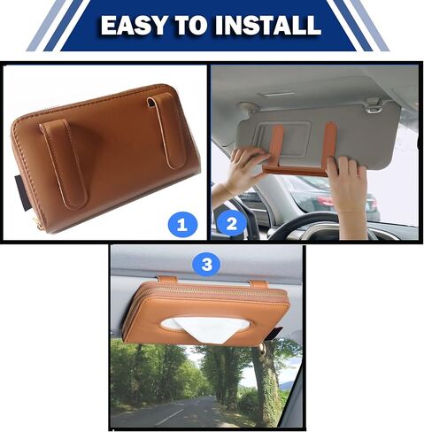 حامل مناديل السيارة، حامل مناديل واقي من الشمس، حامل قناع السيارة، حامل علبة مناديل للسيارة، صندوق مناديل تلقائي، حقيبة محفظة مناديل المقعد الخلفي، حامل صندوق مناديل جلد صناعي (رمادي) in Kuwait
