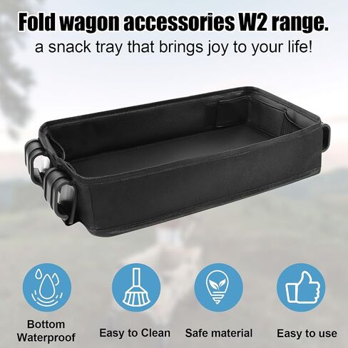 Stroller Tray for Wonderfold W2, Black Wagon Pram Snack Plate Kids Cup Holder Toy Placement with 4 Buckle Straps Faux Leather, Polyester Pushchair Snack Tray Accessories for Travel Outdoors Attachment in Saudi Arabia