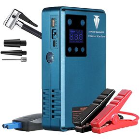 Jump Starter with Air Compressor,12V Car Jump Starter,Battery Booster Power Pack,Powerbank,Portable Electric Car Tire Inflator, Digital Tyre Inflator Air Compressor,Auto-Stop Portable Car Tyre Pump