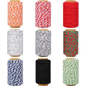9 Colors Twine Cotton 2 mm String Rope Cord for Gift Wrapping Arts Crafts Party Decorations Gardening,9 Rolls