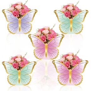12 Pcs Butterfly Centerpieces Paper Boxes for Baby Shower Birthday Tea Party Favors Tables Decor Pink Purple Green Table Decorations for Flower Themed Party Supplies Bridal Wedding