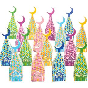 Kritkin 60 Pcs Gable Ramadan Gift Boxes Kareem Paper Eid Mubarak Gift Boxes Muslim Eid Mubarak Box Eid Mubarak Favors for Ramadan Party Candy Supplies Kids Goodie Wedding Mosque Decorations, 6 Designs in Kuwait
