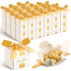 Zhanmai 60 Pcs Mini Wedding Favor Boxes 2.5 x 2.5 x 2.5 Inch Mini Candy Boxes with Gold Ribbon Small Wedding Candy Boxes for Guests Especially for You Gift Boxes for Wedding Bridal Shower Party Favor