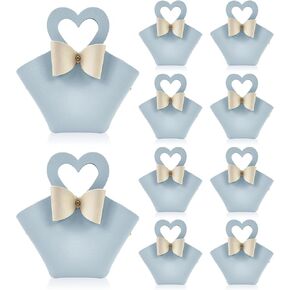 10 pack Mini PU Leather Gift Boxes with Handle, Reusable Leather Small Party Favor Box, Exquisite Mini Handbag Gift Bags for Wedding Bridal Shower Baptism Baby Shower Birthday Party Decoration Supplies Baby Blue