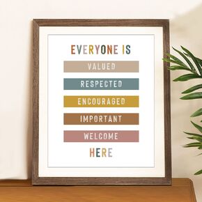 Everyone Is Valued, Classroom Welcome Quote, Boho Classroom Decor, All Are Welcome Here, Rainbow Wall Print, Playroom Decor, Welcome Sign, Unframed (11X14 INCH)