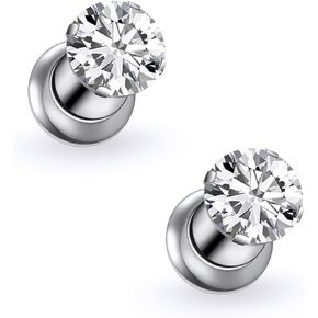Astm F136 Titanium Round CZ Ear Gauges Screw Fit Flesh Tunnels Plugs Gauges Earring Expander Stretcher Ear Tunnels For Ears 8G 6G 4G 2G 0G 00G Plug Earrings Piercing Jewelry For Women Men