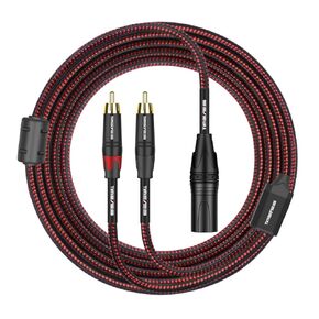 Dual RCA to XLR Y Cable - 1.6FT 3 Pin XLR Male to 2 x RCA Male Plug Y Splitter Adapter Cable - RCA to XLR Unbalanced Interconnect Cable - XLR to Double RCA Converter Breakout Audio Cable(0.5M)