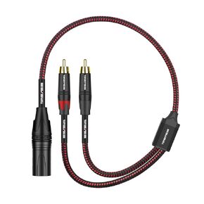 كابل RCA مزدوج إلى XLR Y - كابل محول مقسم Y بطول 1.6 قدم 3 دبوس XLR ذكر إلى 2 × RCA ذكر - كابل توصيل غير متوازن من RCA إلى XLR - كابل صوت انقطاع محول RCA مزدوج من XLR (0.5 متر)