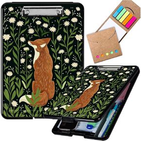 Plastic Clipboard with Storage & Sticky Notes, Portable Clipboard with Pen Holder A4 Clip Board Job Box Writing Board Nursing Clipboard Folio Coaching Clipboard Black, A Cat with Big Eyes