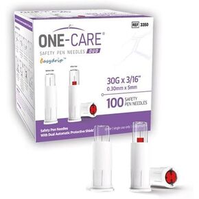 ONE-CARE Duo Safety Pen Tips 30G x 3/16’’ (5mm), Dual Shield Protection, Universal Fit, Sterile, 100/bx