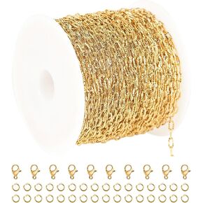 UMAOKANG 10 Meters Stainless Steel Chains for Jewelry Making Dainty Gold Plated Embossed Cable Chains Necklace for Women Jewelry Supplies