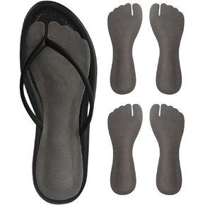 2 Pairs Pigskin Flip Flop Insoles Anti-Slip, Self Adhesive Cushion Insert for Thong Sandals Pain Relief, Arch Support Sandal Insoles Slippers Insoles Prevent Calluses, Black, 5-7.5