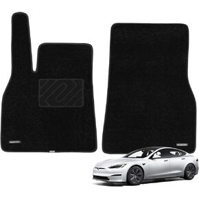 WENNEBIRD Superior Carpet Front Row Floor Mats for 2012-2020 Tesla Model S, Premium All Weather Anti-Slip Waterproof Floor Liners, 0.6 Inch Thickness Rugs, Car Interior Accessories - 2pc