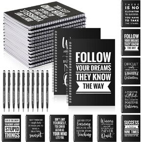 Qilery 20 Pcs End of Year Gift for Teacher Inspirational A5 Spiral Notebook Journal Bulk with Motivational Ballpoint Pen for Fathers Day Employee Appreciation Gift Graduation Office Supplies