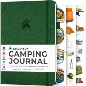 Clever Fox Camping Journal – Camper Log Book & RV Trip Planner – Outdoor Camp Journal & Adventure Travel Notebook – 12 Trips Total, 8 Pages per Trip – Hardcover, A5 Size (Black)