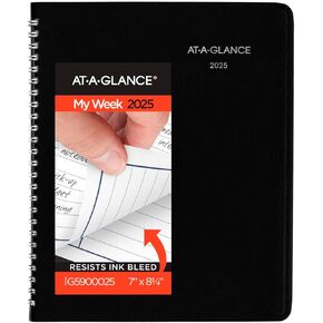 AT-A-GLANCE 2025 Planner, Weekly, 7" x 8-3/4", Medium, Column-Style, DayMinder, Black (G5900025)