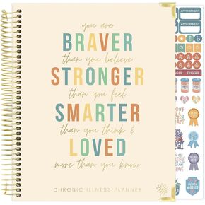 bloom daily planners Undated Chronic Illness Planner & Medical Journal - 12 Month Pain & Symptom Tracker, Mood & Medication Log, Appointment Organizer (7" x 9")- You Are Stronger Than You Think