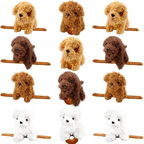 12 Pcs Stuffed Dog Animal Slap Bracelets Plush Puppy Slap Bracelets Teddy Dog Stuffed Slap Wrist Bracelets Bulk for Birthday Party Gifts Favors Goodie Bag Fillers