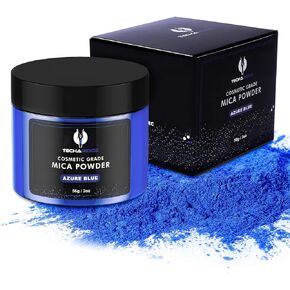 مسحوق الميكا الأزرق السماوي لراتنجات الإيبوكسي 56 جم / 2 أونصة. برطمان - مسحوق صبغ ملون من الراتنج من TECHAROOZ لملمع الشفاه والأظافر وتلوين كرات الاستحمام الفوارة وصناعة الصابون وطين البوليمر in Kuwait