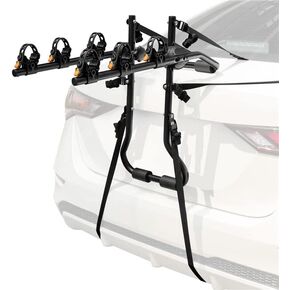 Mounted Bike Rack, Trunk Mounted 3 Bike Hitch Rack with Adjustable Length and Angle, Protective Cradles, Fix Straps, Car Bicycle Rack Carrier, Suitable for Car, Truck, SUV and Minivan