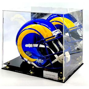 صندوق عرض أكريليك لخوذة كرة القدم بالحجم الكامل، صندوق عرض ذهبي بمرآة بمستويين للأحذية حماية من الأشعة فوق البنفسجية in Kuwait