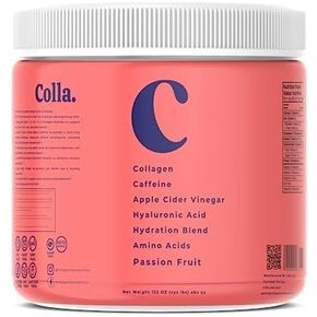 Collagen Peptides Powder with Natural Caffeine for Energy, Apple Cider Vinegar, Hyaluronic Acid, and Hydration Blend - 18G Collagen Per Serving-30 Servings