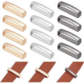 WADORN 12Pcs Metal Belt Loop Keeper, 3 Colors Men's Belt Buckles 0.87"(22mm) Alloy Rectangle Loop Ring Adjuster Webbing Strap End Fastener Backpack Purse Strap Leather Craft Making Accessories