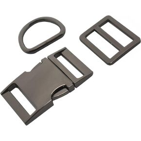 Metal Release Buckle Kits 9 pcs for Strap Webbing Sewing DIY Fastener Accesstories, Side Buckles,Tri-Glide,D-Ring