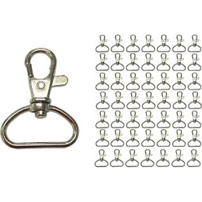 Prudance 50pcs Silvery 1 Inch Inside Diameter D-Ring Lobster Clasp Claw Swivel Eye Lobster Snap Clasp Hook for Strap