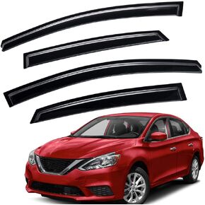 Lightronic WV94248 Outside-Mount Side Window Visor Deflector Rain Guard, Dark Smoke, 4-Pieces Set, Fits 2013-2019 Nissan Sentra