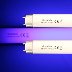Goandwin 2 Pack 18 inch F15T8/BL 350BL Replacement Black Light Blue Bulbs, F15W T8 BL Linear Fluorescent Lamps