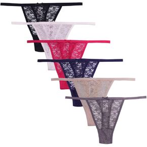 Lace G String Thongs For Women - Pack of 6 Lacy Sexy See Through Lady's Panties