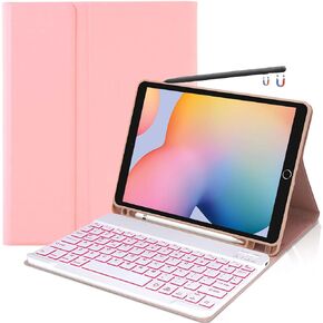 Keyboard Case for Samsung Galaxy Tab S10+ Plus/ S9 FE Plus/ S9 Plus/S9 FE+/ S9+/S8 Plus/ S8+/S7 Plus/ S7+/ S7 FE 12.4 Inch, Backlit Bluetooth Keyboard Case with Pen Holder, Sky Blue