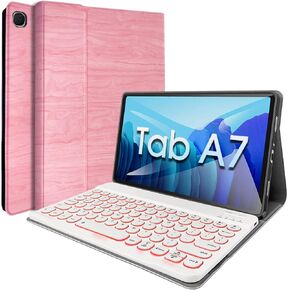 Galaxy Tab A7 10.4" 2020 Backlit Keyboard Case SM-T500 SM-T505 SM-T507, 7 Color Backlights Detachable Wireless Keyboard Protective Case Cover for Samsung Galaxy Tab A 10.4 Inch 2020 (Pink)