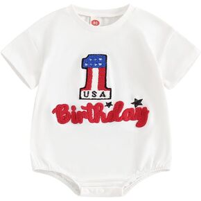 One Birthday Outfit Newborn 4th Of July Baby Girl Boy Outfits USA Romper First Birthday Fourth Of July Clothes