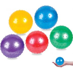 7 inch Inflatable Knobby Balls- Assorted Colors- 5-Pack- Fun Game Ball- Indoors and Outdoors- Bright Colors-Ages 3+