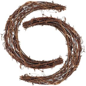 VANZACK 2pcs Moon Shape Rattan Wreath, Grapevine Wreath Rings, Moon Grapevine Wreaths, Garland Vine Branch Wreath for DIY Craft Wedding Party