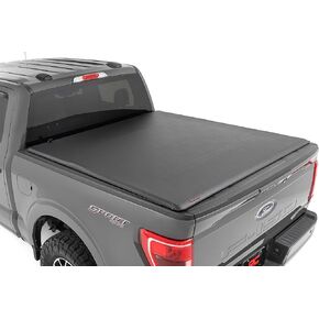 Rough Country Soft Roll-Up Truck Bed Cover, F150 Truck Tonneau Covers for Ford F-150 (2021-2024) - 6'7 Weather-Resistant Ford F150 Bed Cover, Soft Roll-Up Tonneau Cover F150-41521650